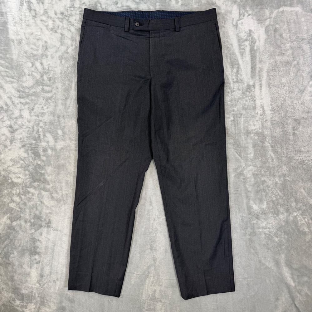 Ted Baker Jefferson Pants Men's Size 38x32 Charcoal Gray 100% Wool Dress Pants